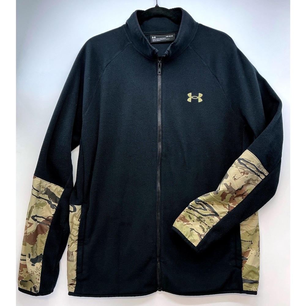 Under Armour Polartec Fleece Full Zip Camo Panel Jacket Mens Sz LG Gorpcore